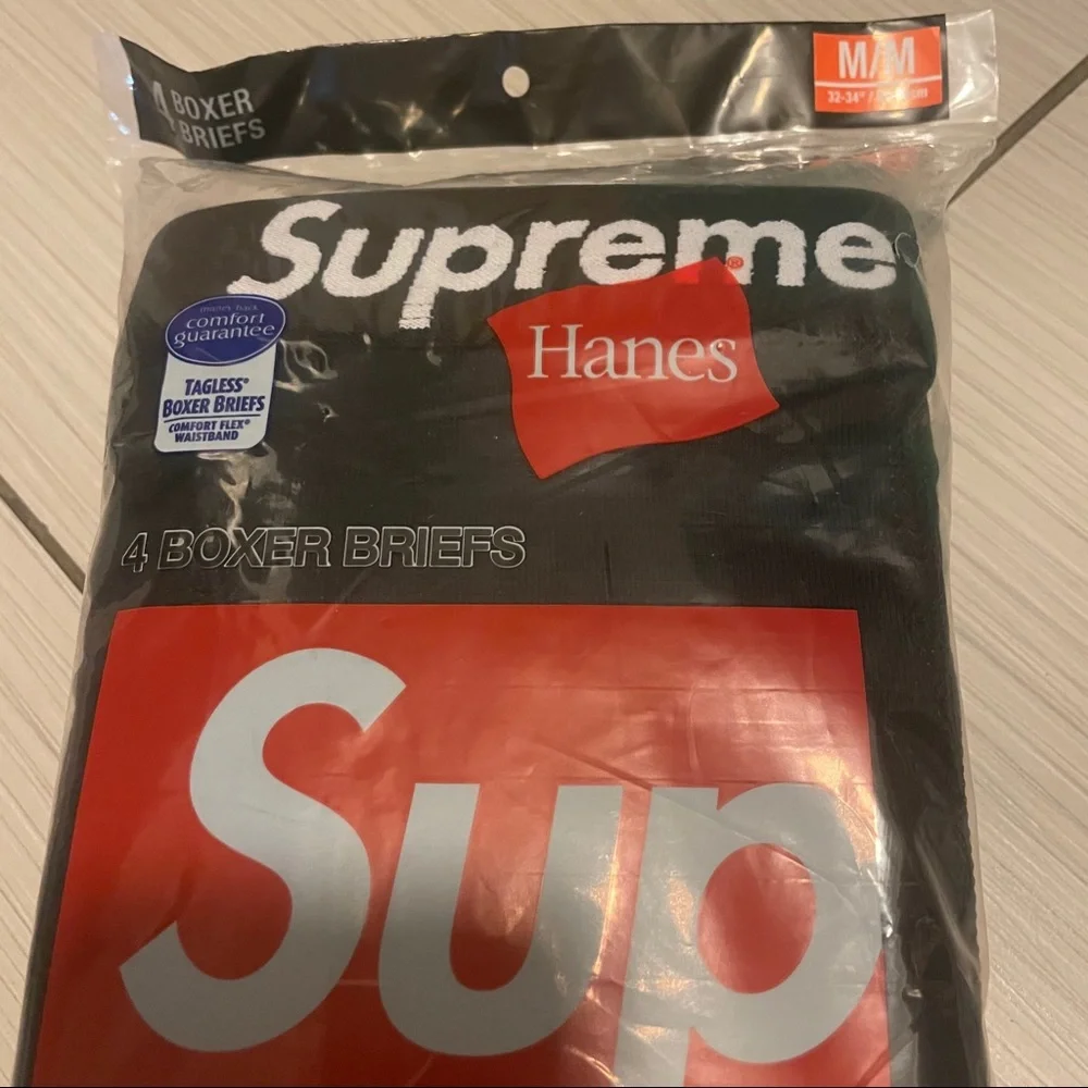 Supreme X Hanes Boxer Briefs Black Underwear M